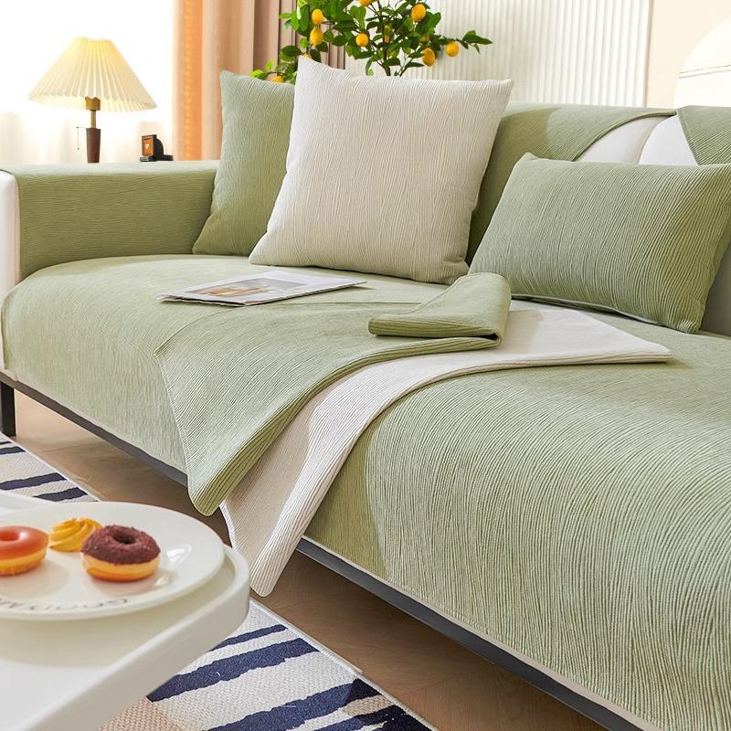 Современная простая диванная подушка Four Seasons, универсальный стиль, крутой стиль, зеленый чехол для дивана из синели, нескользящий однотонный чехол для седла
