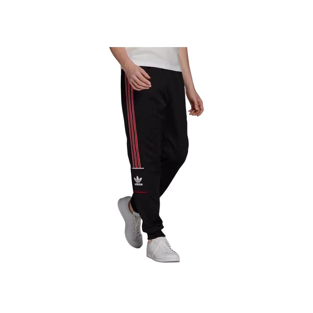 Adidas Originals Manchester United Club Casual Striped Print Joggers SS22 Men Bottoms Black HP0453