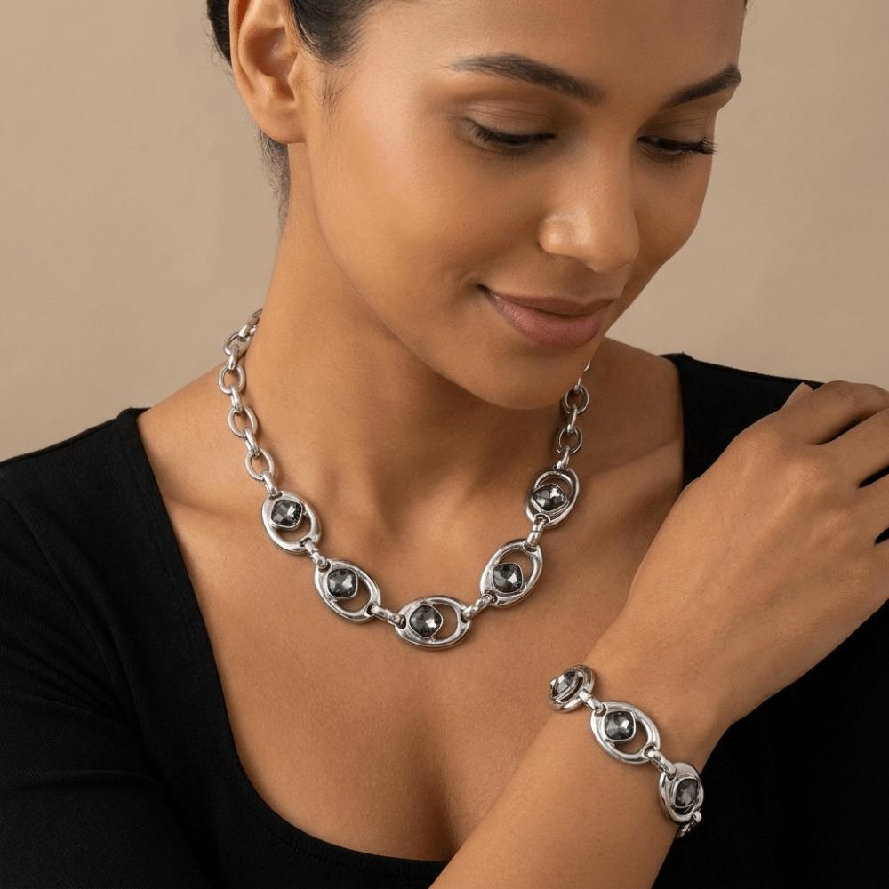 Exaggerated Rhinestone Necklace Irregular Women's Fashion Jewelry Luxury Necklace Bracelet Gift