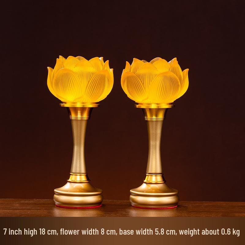Glazed LED Lotus Lamp: Plug-in Everlasting Buddha Altar Light for Home or Buddhist Hall