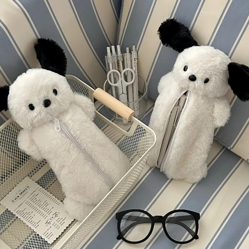Korea Puppy Pencil Case Soft Plush School Stationary Big Capacity Pen Bag For Student Stationary