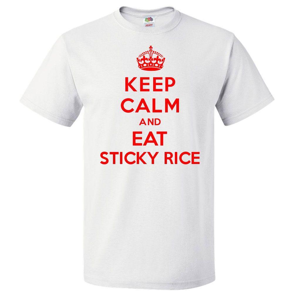 Camiseta Keep Calm and Eat Sticky Rice Camiseta DivertidaSe abre en una nueva ventana o pestaña