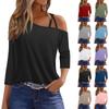 Women's T Shirt Tee Print  3/4 Sleeve Daily Weekend Fashion Basic Cold Shoulder Regular Top