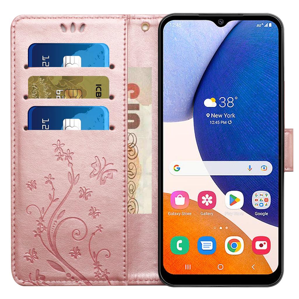Для Samsung Galaxy Xcover6 Pro 5G Чехол-кошелек для телефона Кожаный чехол-книжка с цветочным узором и бабочками