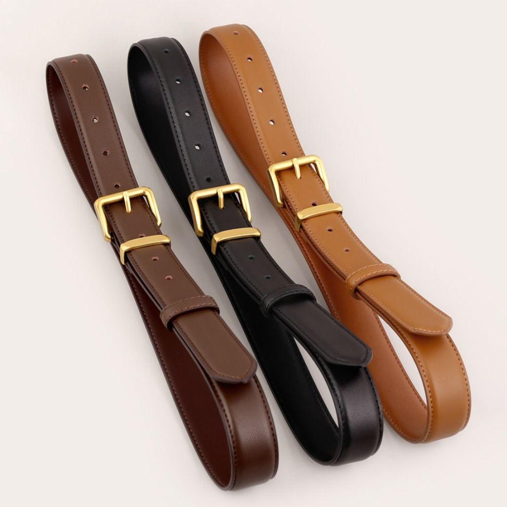 Solid Color Leather Belt Adjustable Waistband Belt Simple Decorative Belt Jeans