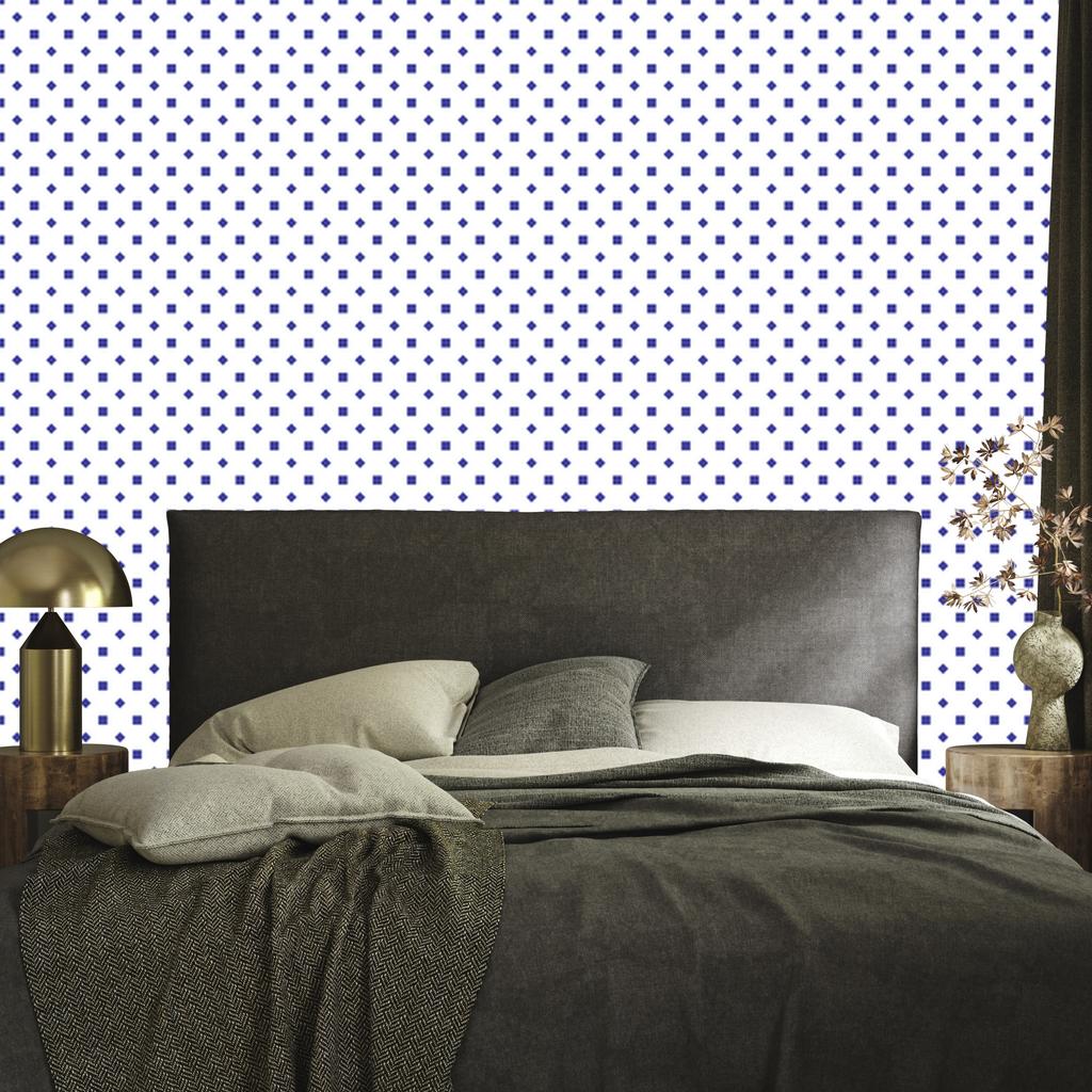 White and blue dots wallpaper for living room and bedroom 50x1000