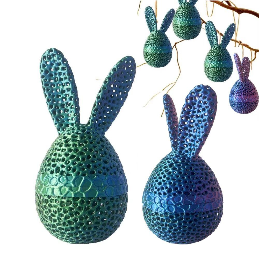 Handmade Easter Bunny Egg Printed Toy 3D Printed Easter Eggshell Statue Easter Eggs Figurines  Desk