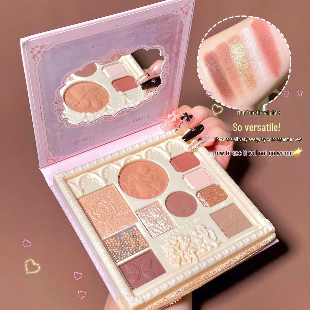 CALLCALLLING Angel Eyeshadow Palette: Embossed Glitter, Contour & Highlight Makeup.