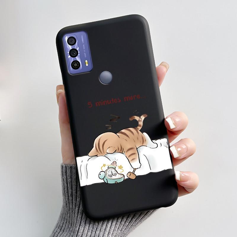 New Design Case For TCL 20B (6159K) Fashionable Black Love Pattern Shockproof Protective Cover Soft Silicone Black Case