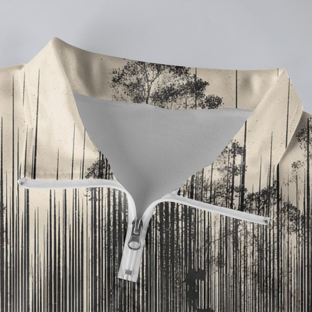 Мужской свободный повседневный свитшот на молнии 1/4, модный топ с длинным рукавом и принтом, с карманами