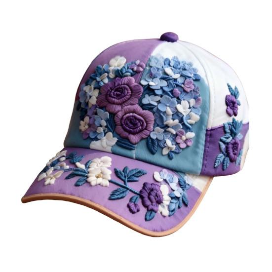 Baseball Hat Embroidery Flower Pattern 3D Printing Retro Sun Protection Summer Cap Hiking Outings Traveling