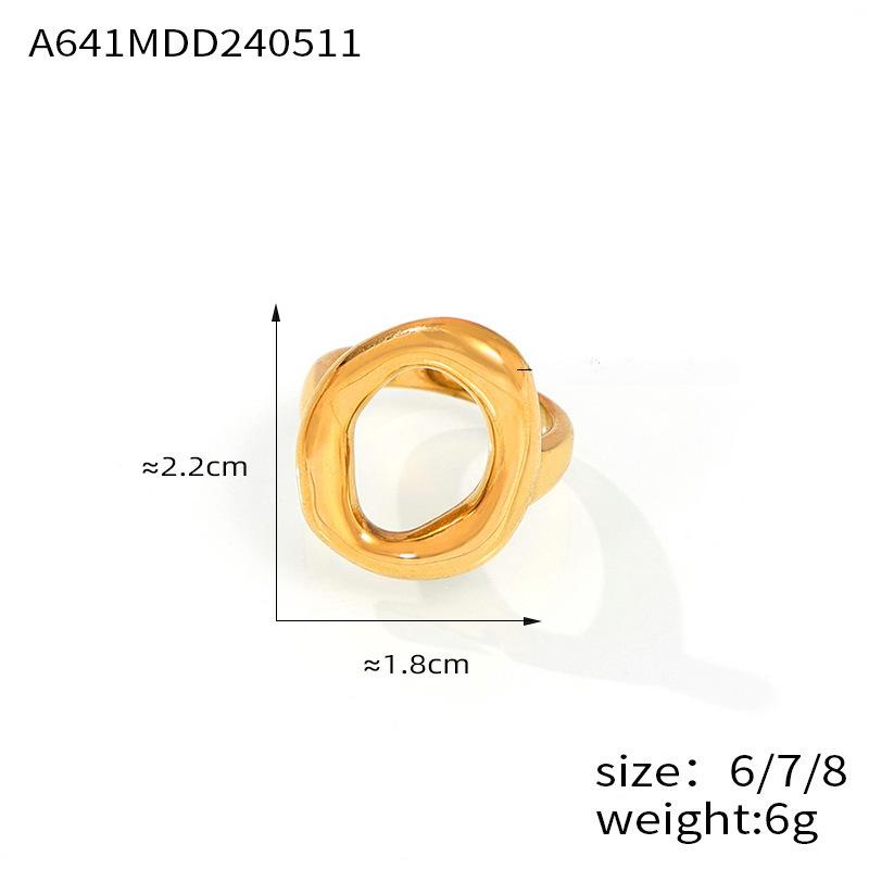 Hong Kong Cool Minimalist Geometric Oval Hollow Titanium Ring