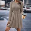 GMXIA Autumn Winter Long Sleeve  Women's Solid Color Doll Sweater Dress Women