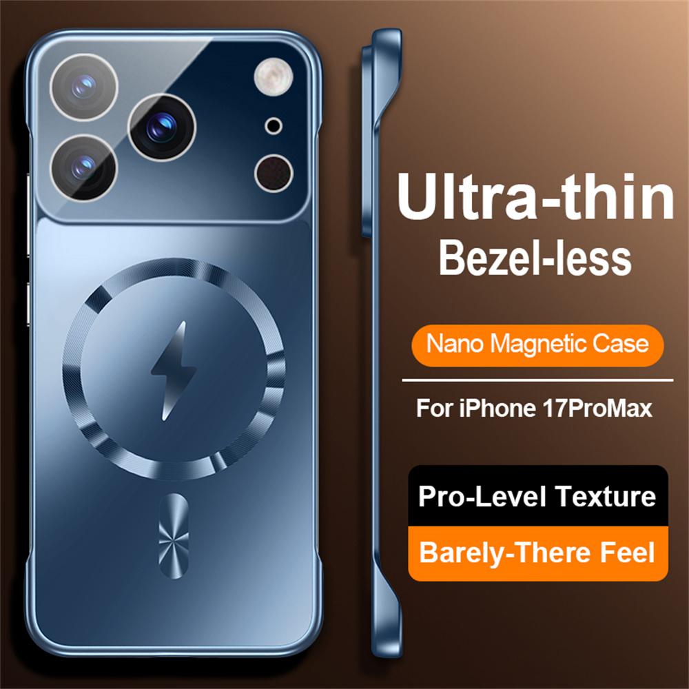 For Magsafe Ultra Thin Frameless Nano AG Frosted Phone Case For 17 Air 16 15 14 13 12 11 Pro Max Wireless Charging Cover