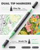 JusArt Water-Based Acrylic Paint Markers 48 Colors Set, Metallic Dual Tip Brush Fine Pens for Rock, Wood, Glass and DIY Crafts