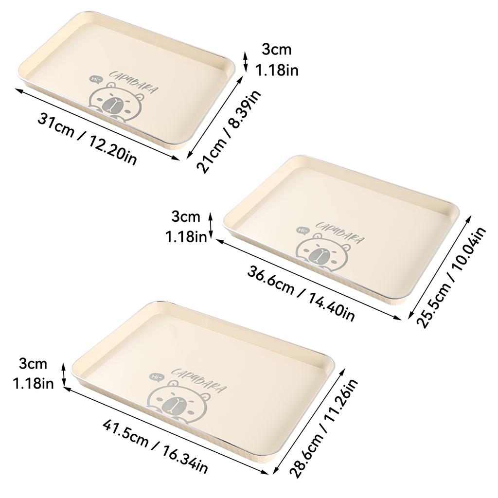 Rectangle Food Tray Cute Capybara Plastic Snack Cake Dessert Plate Large Capacity Stackable Storage Tray Tea Tray Tableware