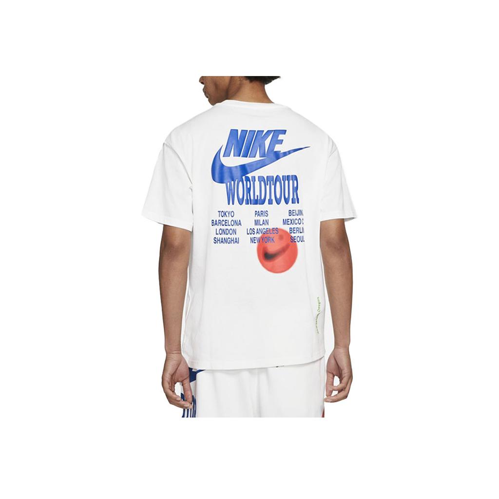 Nike World Tour Edition Logo Crew Neck T-Shirt Men Tops White DA0990-100