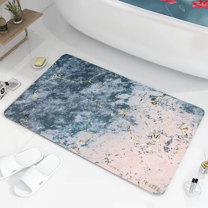Diatom Ooze Cushion Bathroom Water-Absorbing Quick-Drying Floor Mat Bathroom Semicircle Foot Mat Household Marbling Non-Slip Mat