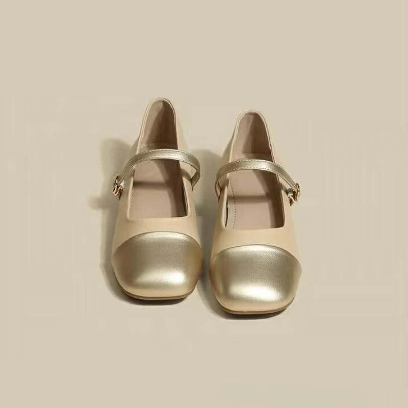 Туфли женские Мэри Джейн на толстом каблуке, маленькие кожаные туфли с толстой подошвой, осенние новые простые женские туфли с неглубоким носком 2024 года