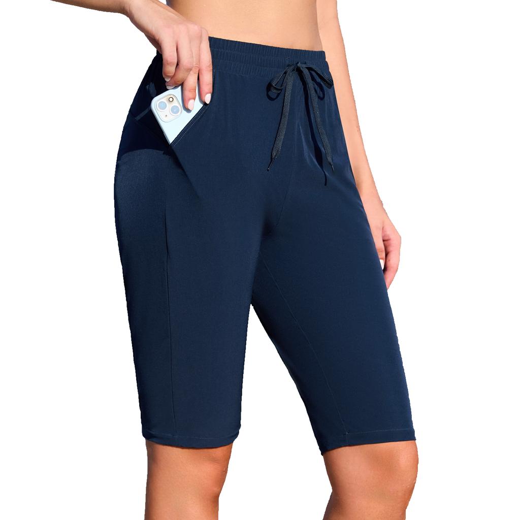 Charmleaks Шорты для плавания женские с карманами на шнурке женские шорты для плавания с подкладкой длиной до колена