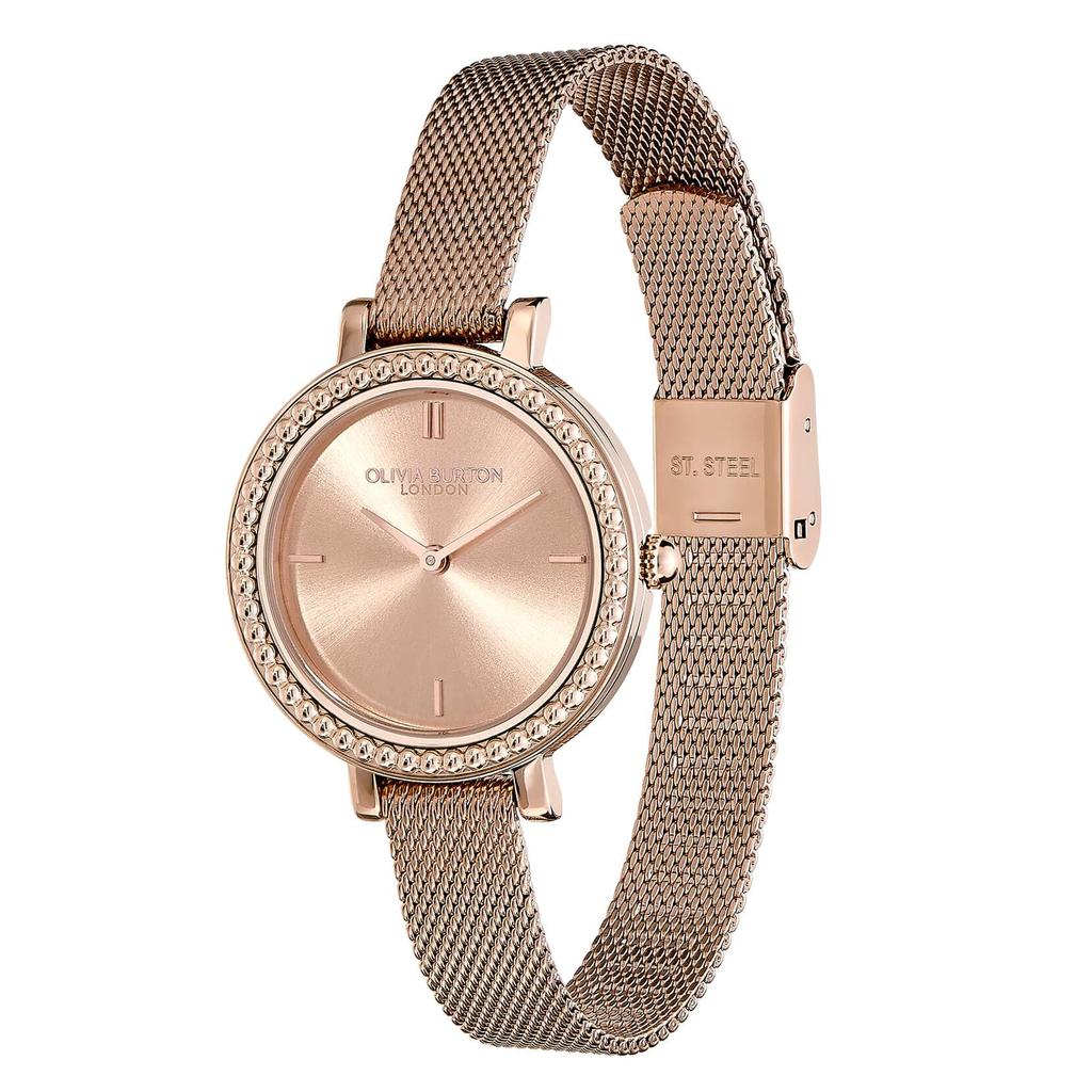 Официальный дилер Часы Olivia Burton Classics Винтажные с бисером Розовое золото Солнечные лучи Сетчатый браслет [OLIVIA BURTON] Женские ob24000162, 30 мм,