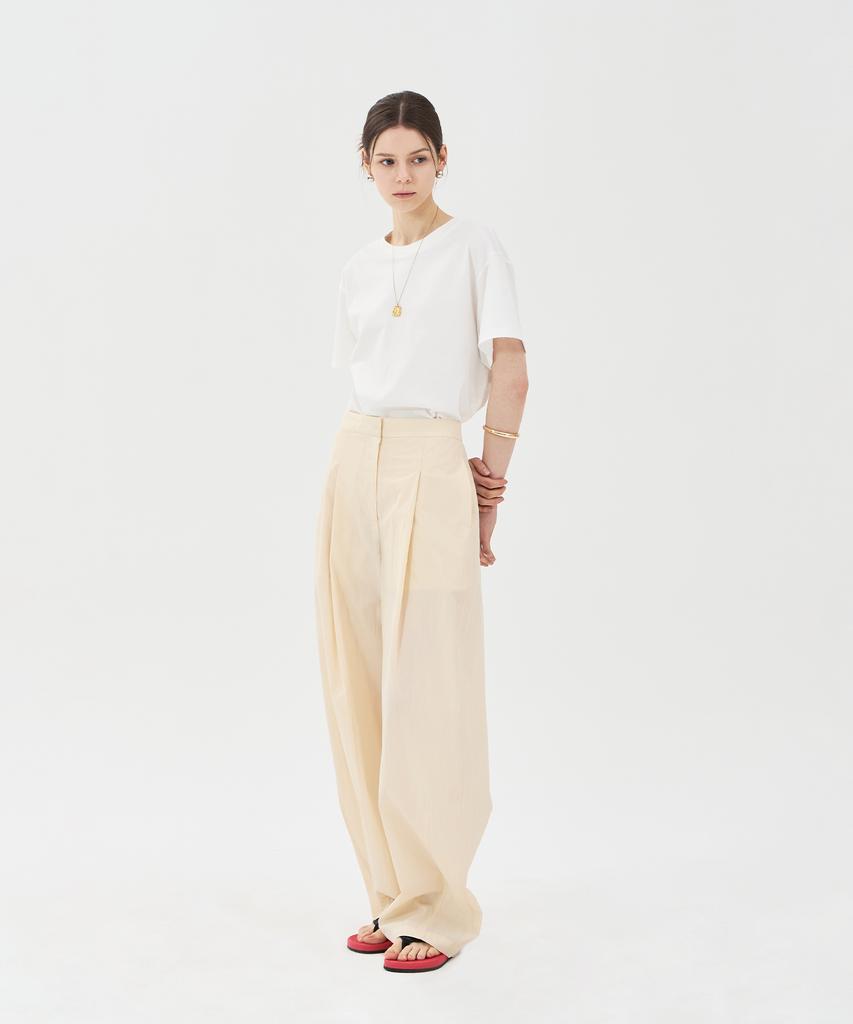 PINBLACK Tuck Detail Wide Fit Pants Beige