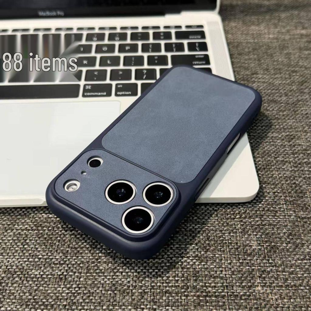 Electroplated Lambskin Leather Phone Case for Apple 13-16 Pro Max with Large Window