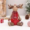 35 СМ Рождественский Лось Кукла Очаровательный Красный Плед Ручной Работы Сидя Стоя Праздничное Украшение Настольный Плюшевый Олень Фаршированный Орнамент Рождественский Подарок