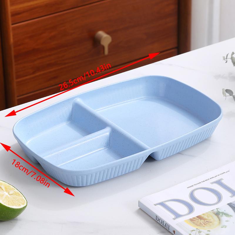Divided Dish Diet Reusable Dinner Plate Kitchen Dinnerware Portion Plates For Adults 3 Compartments Microwave Safe