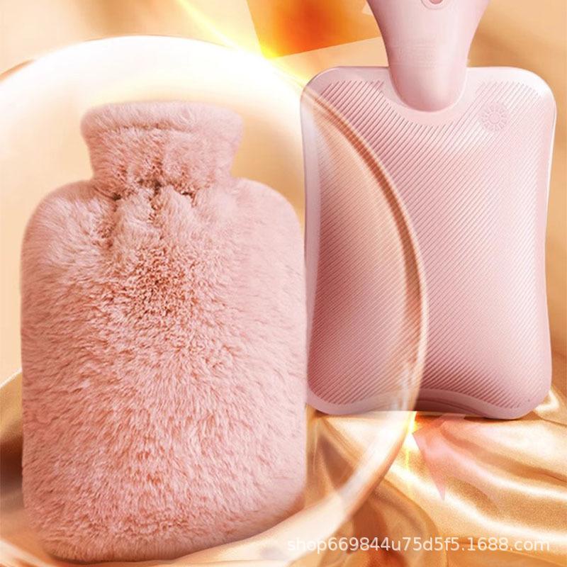 Rabbit Fur Explosion-Proof PVC Hot Water Bottle - Winter Warm Fillable Hand Warmer
