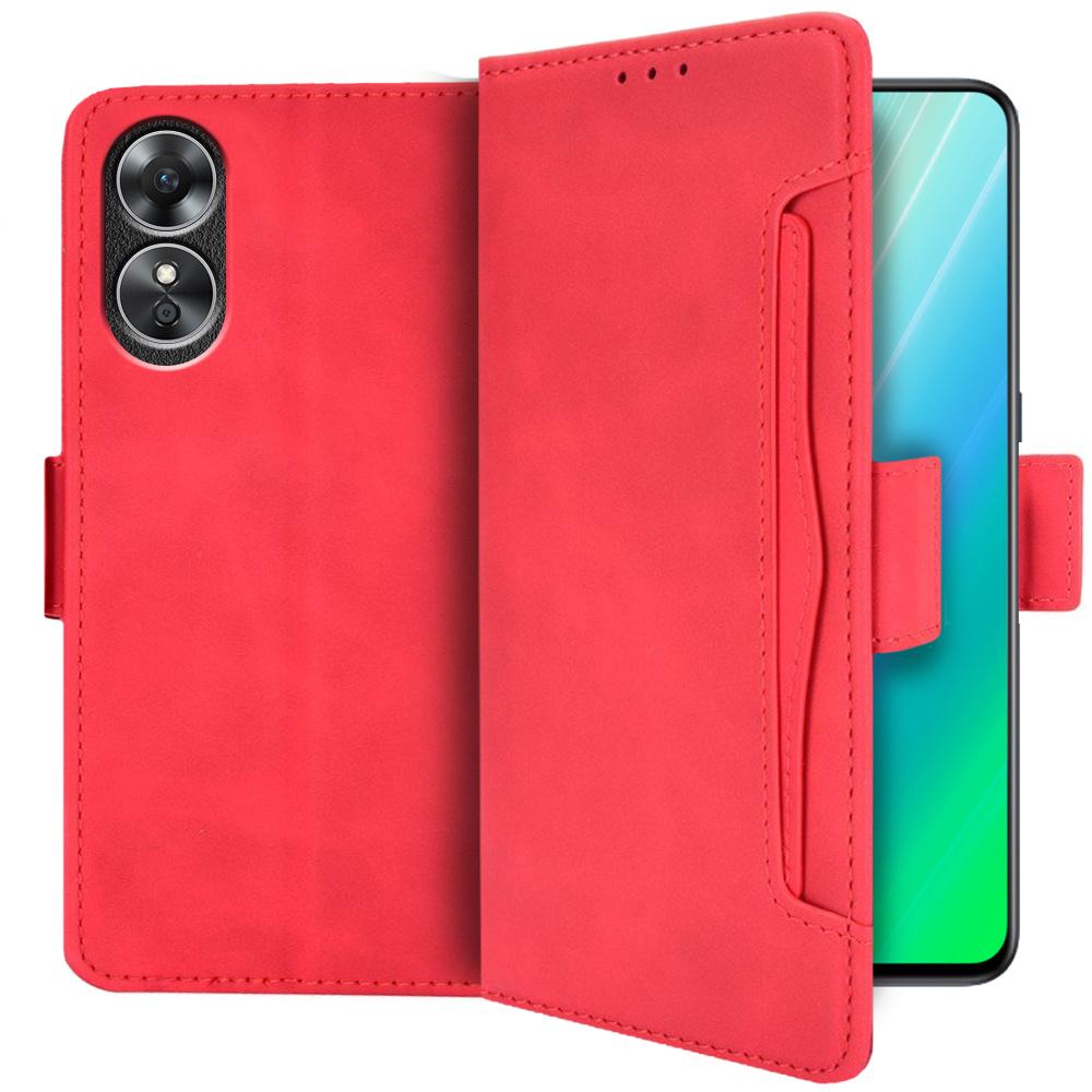 Flip Case for Oppo A78 4G, Card Slot, Red
