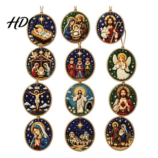 Праздничные кулоны с жемчугом и стразами 12 шт. Набор для росписи рождественских украшений своими руками Искусственные ручной работы Праздничные подарочные проекты Арт-подвесной декор для взрослых