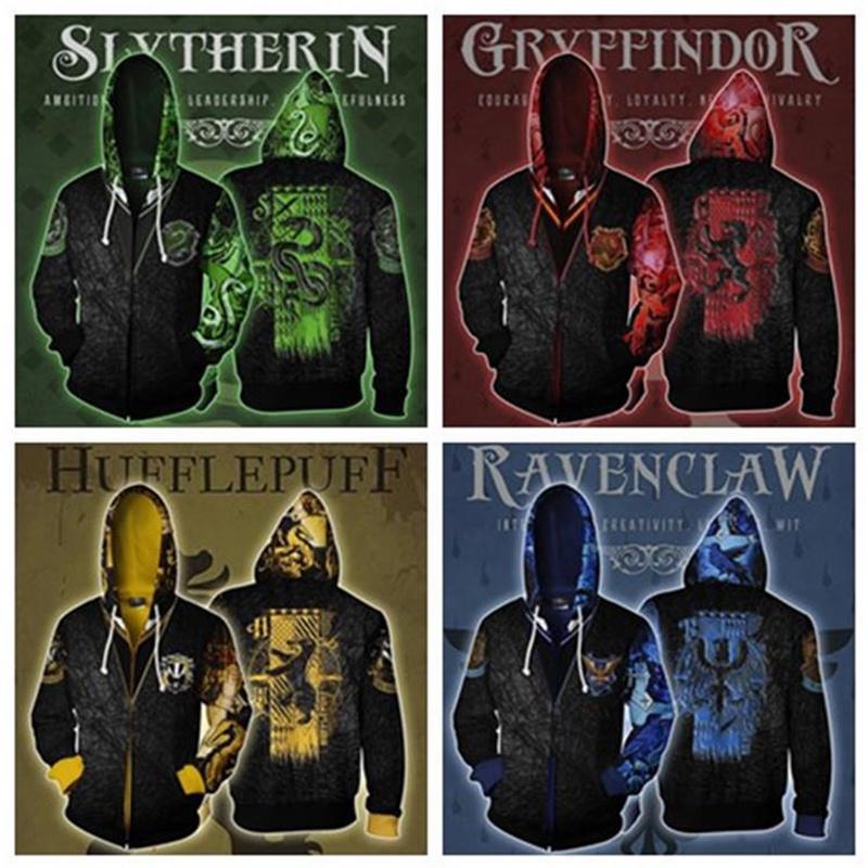 Гарри 3d Поттер Свитер на молнии с капюшоном Спортивная одежда Косплей Толстовки Худи