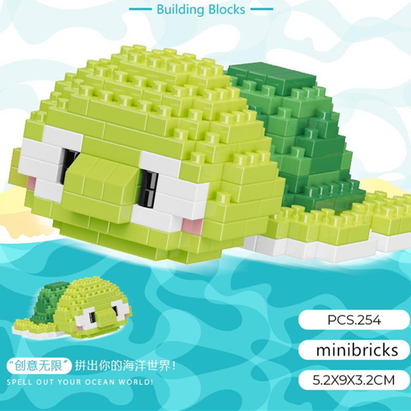 НОВЫЙ Милые Морские Животные Черепахи Дельфины Крабы Рыбы Рыба-клоун Осьминог Набор Строительных Блоков Девочка Кирпичики Модель Детская Игрушка Дети