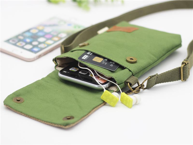 Однотонная холщовая сумка-кроссбоди для телефона - Женская наплечная сумка