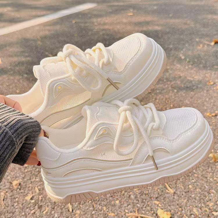 Новые осенние женские сетчатые дышащие туфли, универсальные шикарные туфли на платформе, спортивные туфли для скейтборда