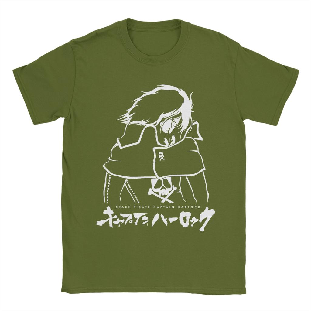 Space Pirate Captain Harlock Albator T-Shirts Anime Funny Cotton Tees Crew Neck Short Sleeve T Shirts Big Size Clothes Unisex