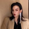 2022 New Fashion Long Tassel Rhinestone Drop Earrings for Women Ovsize Crystal Dangle Earrings Fashion Jewelry