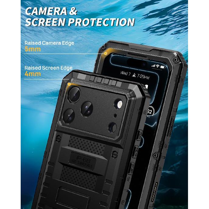 For iPhone 17 Pro Max Waterproof Case Military Metal Case Built-in Screen Protector Heavy Duty Shockproof Full Body Rugged Cover 5