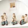 Resin Carving Family Figurine, Mother Father Son Daughter Statue, Hand-Painted Parents Kids Sculpture, Gift for Mother's Day Father's Day