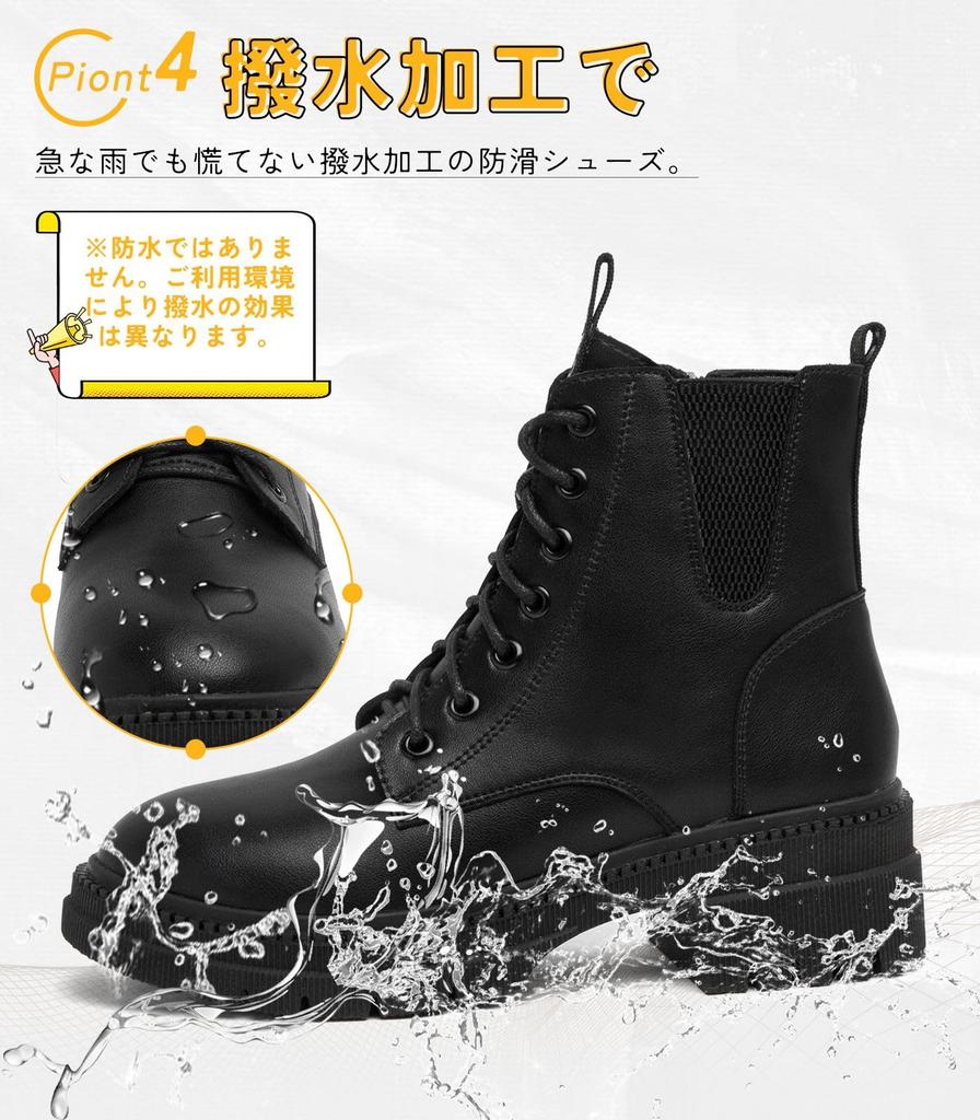 Ziitop Snow Side Fleece Thick Black Women's Boots, Zipper, Lining, Lace-Up, Sole, Waterproof, Non-Slip, High-Top,