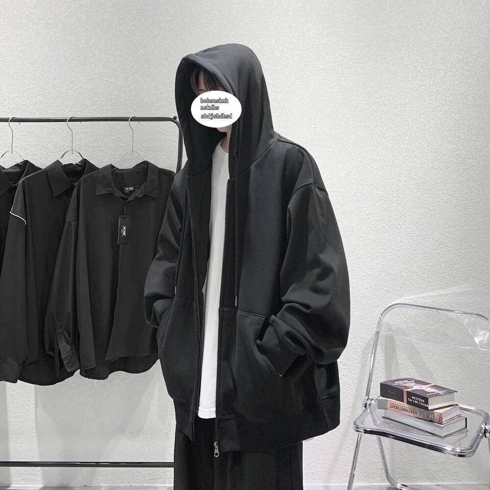 Толстовки на молнии американского размера, осенние толстовки с капюшоном, мужская толстовка с капюшоном, кардиган, однотонная классическая куртка, мужское пальто, мужская одежда