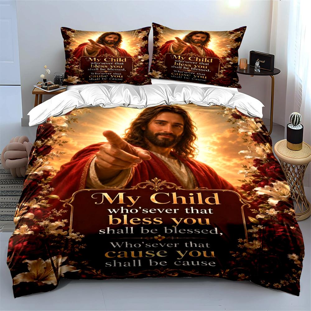 Christian Blessing Inspirational Bedding Set Bedding set (1 duvet cover, 2 pillowcases, duvet not included)