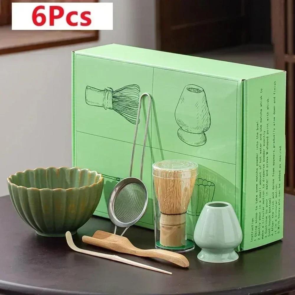 4/6 шт. Набор для чая матча ручной работы для дома, легко чистить, подставка для инструментов, миска, венчик, ложка, подарок, церемония, традиционные японские аксессуары