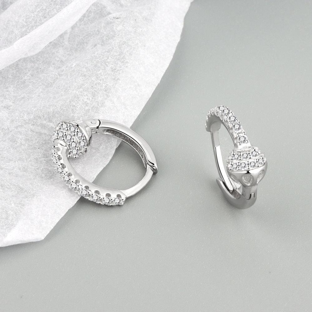 High-end Jewelry 925 Sterling Silver Zircon Micro Paving 5A Straight Pull lightning Guard Ring Earrings Fashion Women's Jewelry