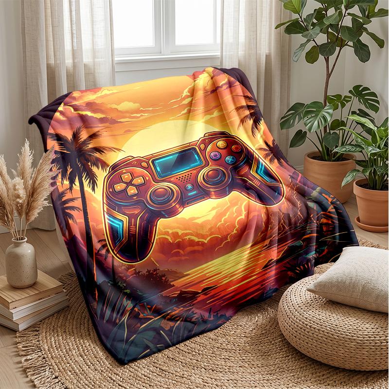 Game Controller Sunset Theme blanket Lightweight Warm Flannel Blanket Decorative Throw Blanket for Home Decoration