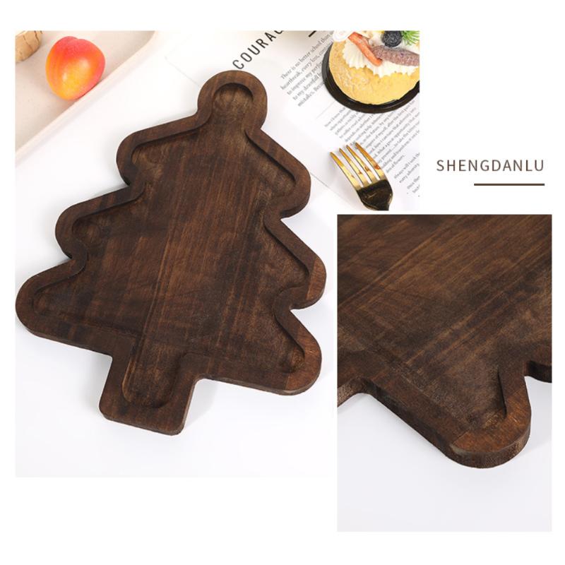 Creative Christmas Tree Shape Wooden Serving Tray For Candy Snacks Nuts Dry Fruits Breakfast Dessert Wedding Party Home Decor