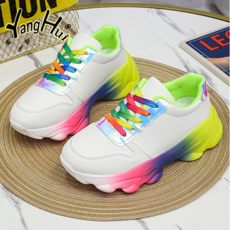 Женские кроссовки из вулканизированной кожи, разноцветные, спортивные, повседневные, удобные, кроссовки на платформе для бега, износостойкие, 2024 Zapatos De Mujer