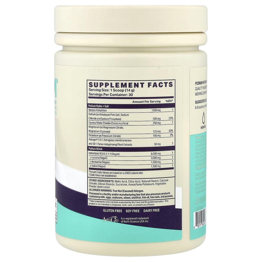 Podium Nutrition, Hydro & Salt 2025 + BCAA, Кислый арбуз, 420г (14.82 унции)