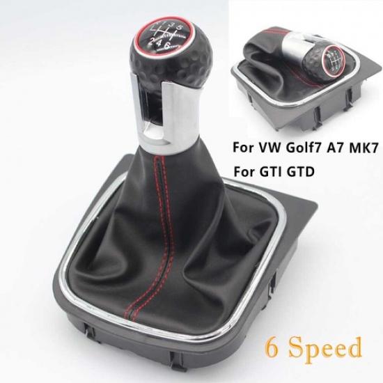 Shift Knob Gaiter Boot Car Gear Shift Knob Stick 6 Speed For VW Golf7 A7 MK7 GTI